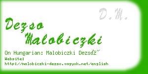 dezso malobiczki business card